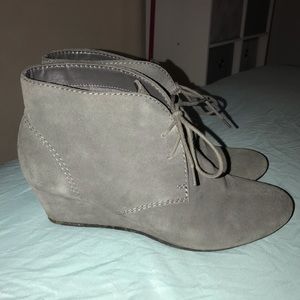 Grey suede booties